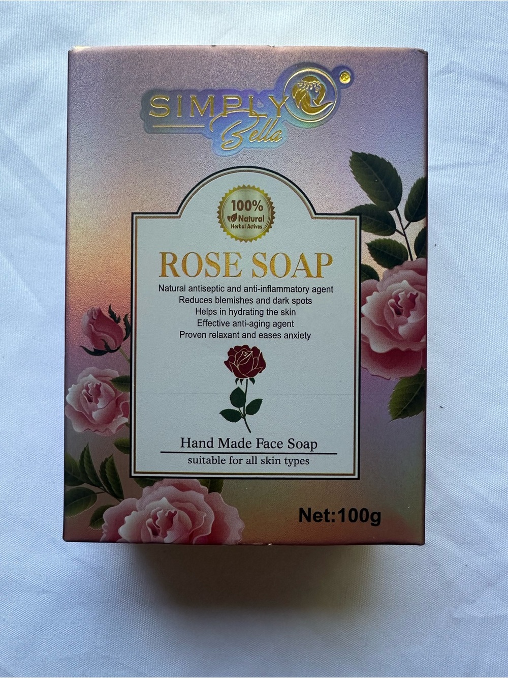 Simply Bella Handmade Rose Face Soap Cleanser Bar 100g NIB - Picture 2 of 6
